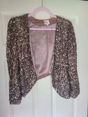 Parker Silk Sequin Open-Front Jacket